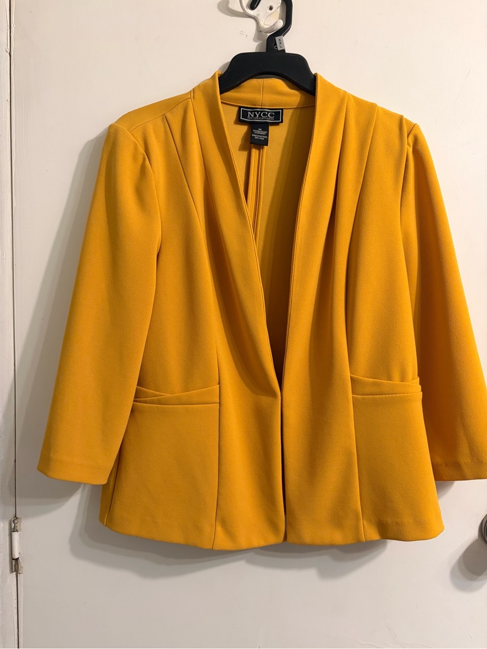 NYC Golden Yellow Open-Front Draped Blazer